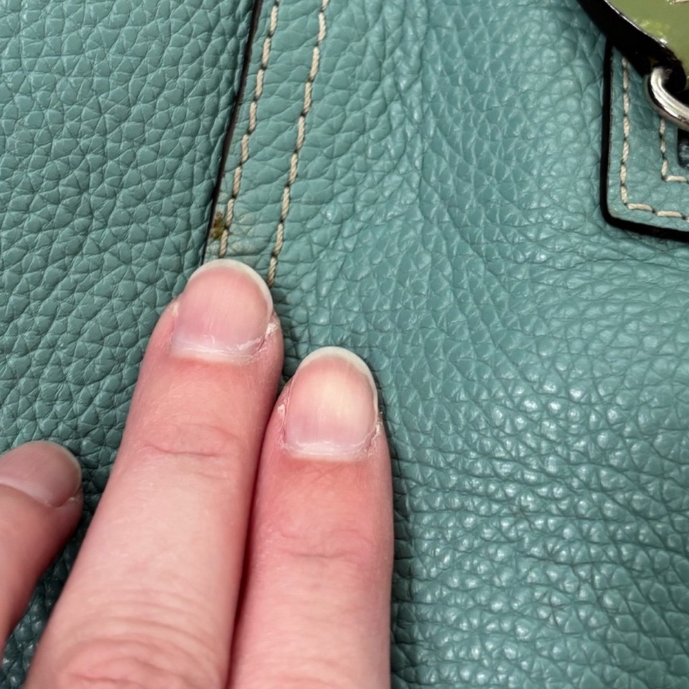 Coach Penelope Aqua Blue Pebbled Leather Zipper Closure Tote Shoulder Bag - Picture 9 of 13